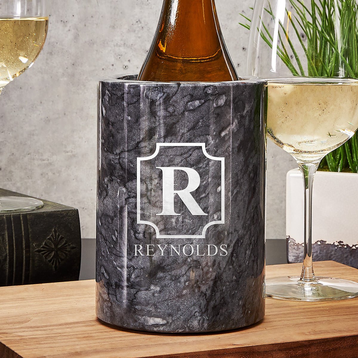 Customized Black Marble Wine Chiller