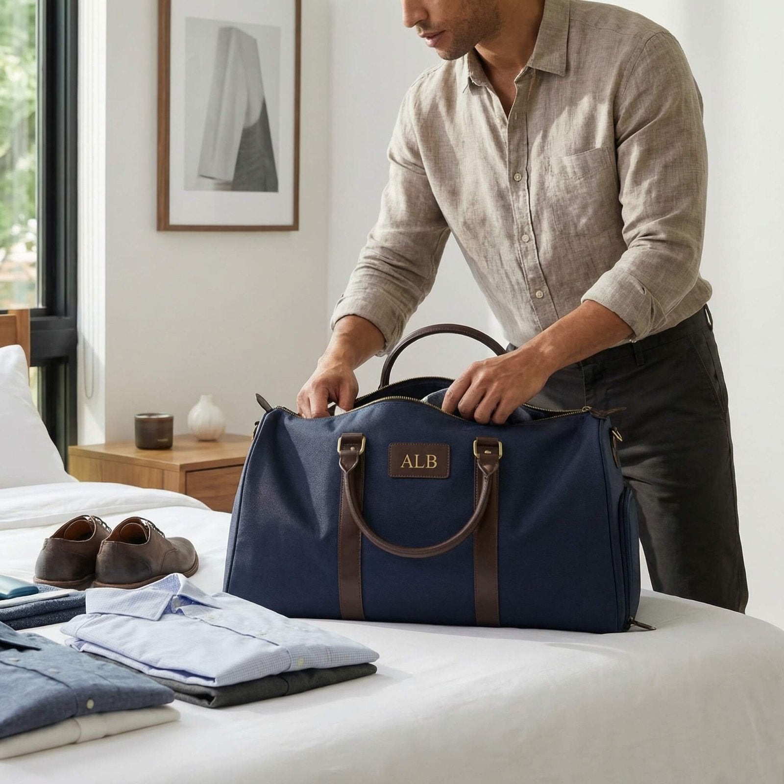 Dunthorpe Custom Men's Travel Bag Duflfe w Shoe Compartment