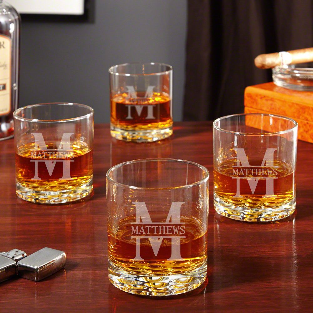 Engraved Buckman Whiskey Glasses, Set of 4