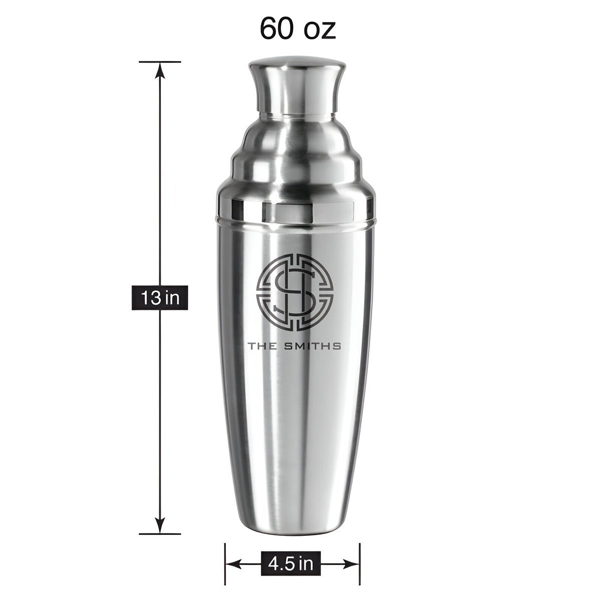 Engraved Extra Large Stainless Steel Cocktail Shaker
