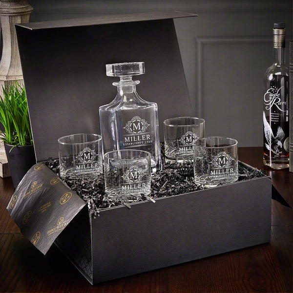 Engraved Gin and Tonic Gift Set with Cocktail Glasses & Luxury Box - 6pc