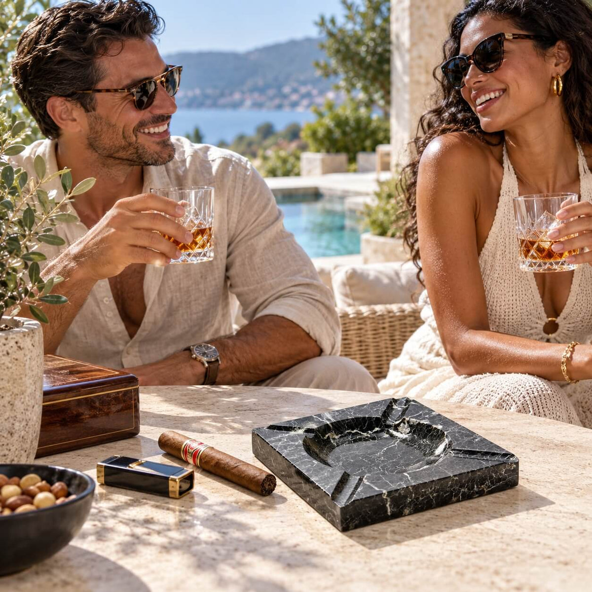 Engraved Marble Cigar Ashtray