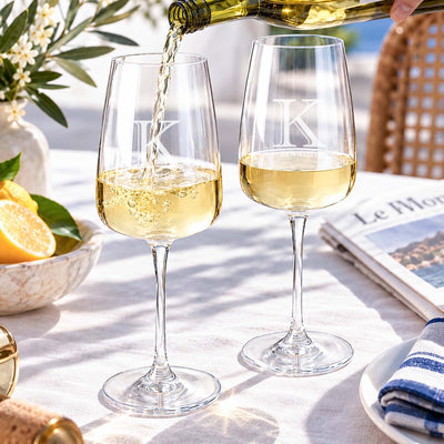 Engraved Montclair White Wine Glasses
