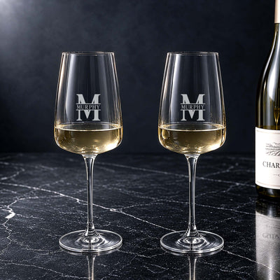 Engraved Montclair White Wine Glasses