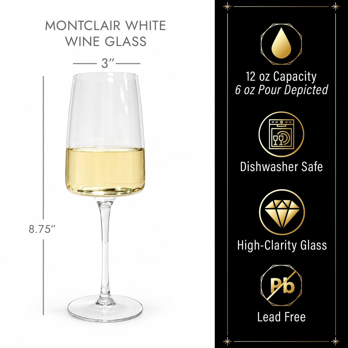 Engraved Montclair White Wine Glasses