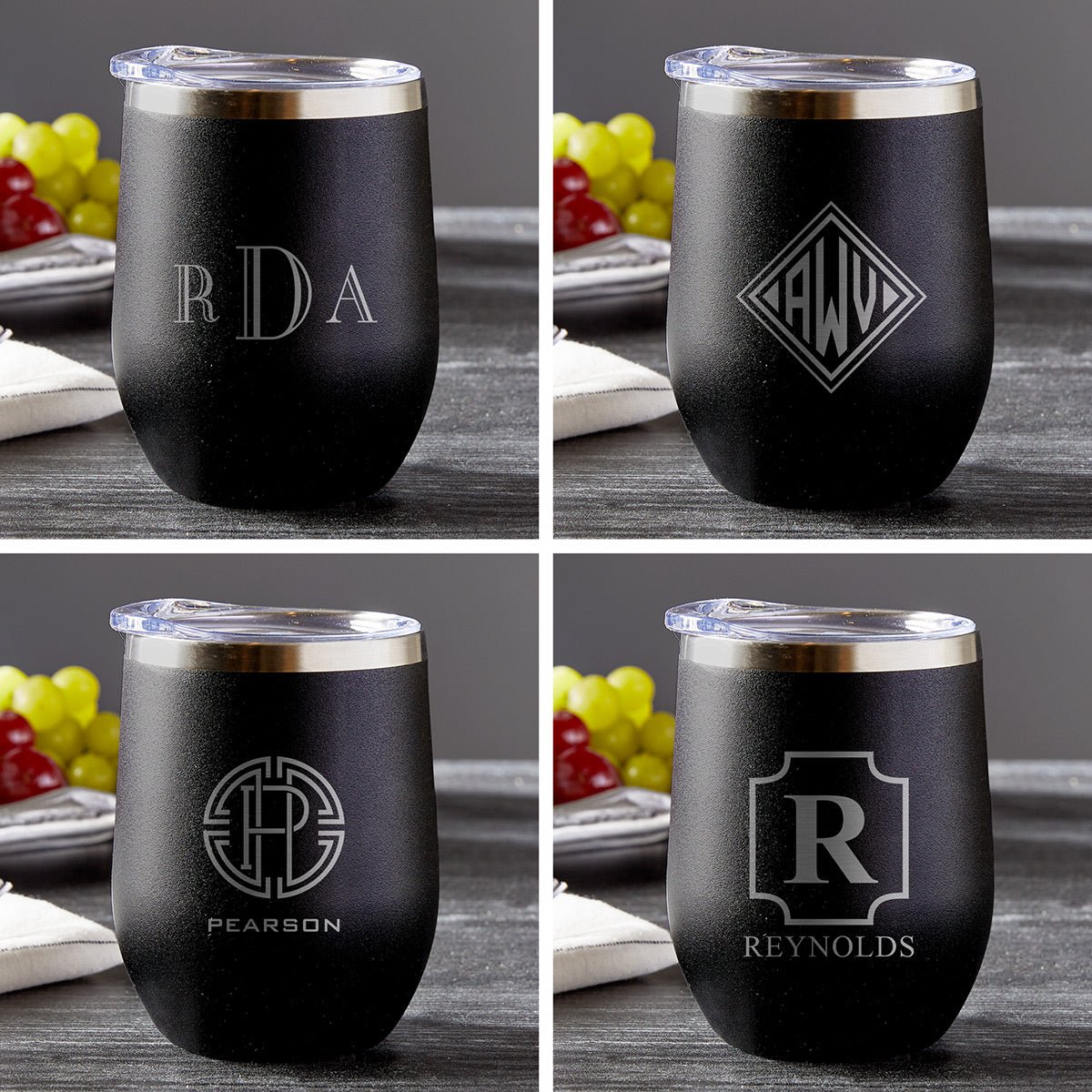 Engraved Stainless Steel Wine Tumblers - Set of 2