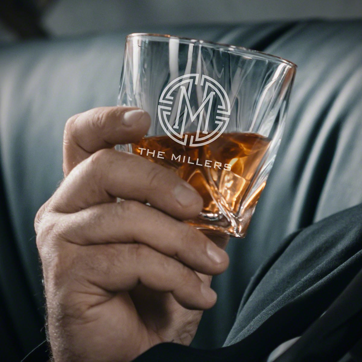 Engraved Twist Unique Whiskey Glass
