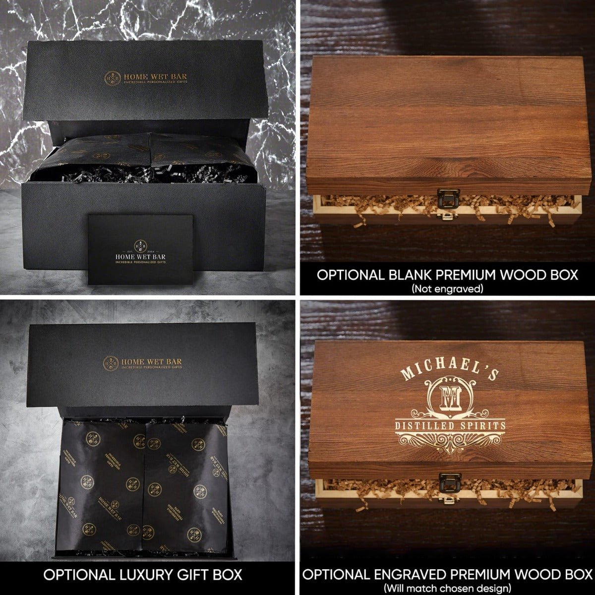 Engraved Whiskey and Cigar Gift Set with Twist Glass
