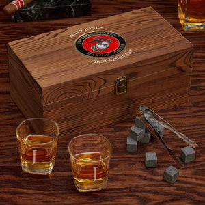 Two Glasses + Marine Wood Box