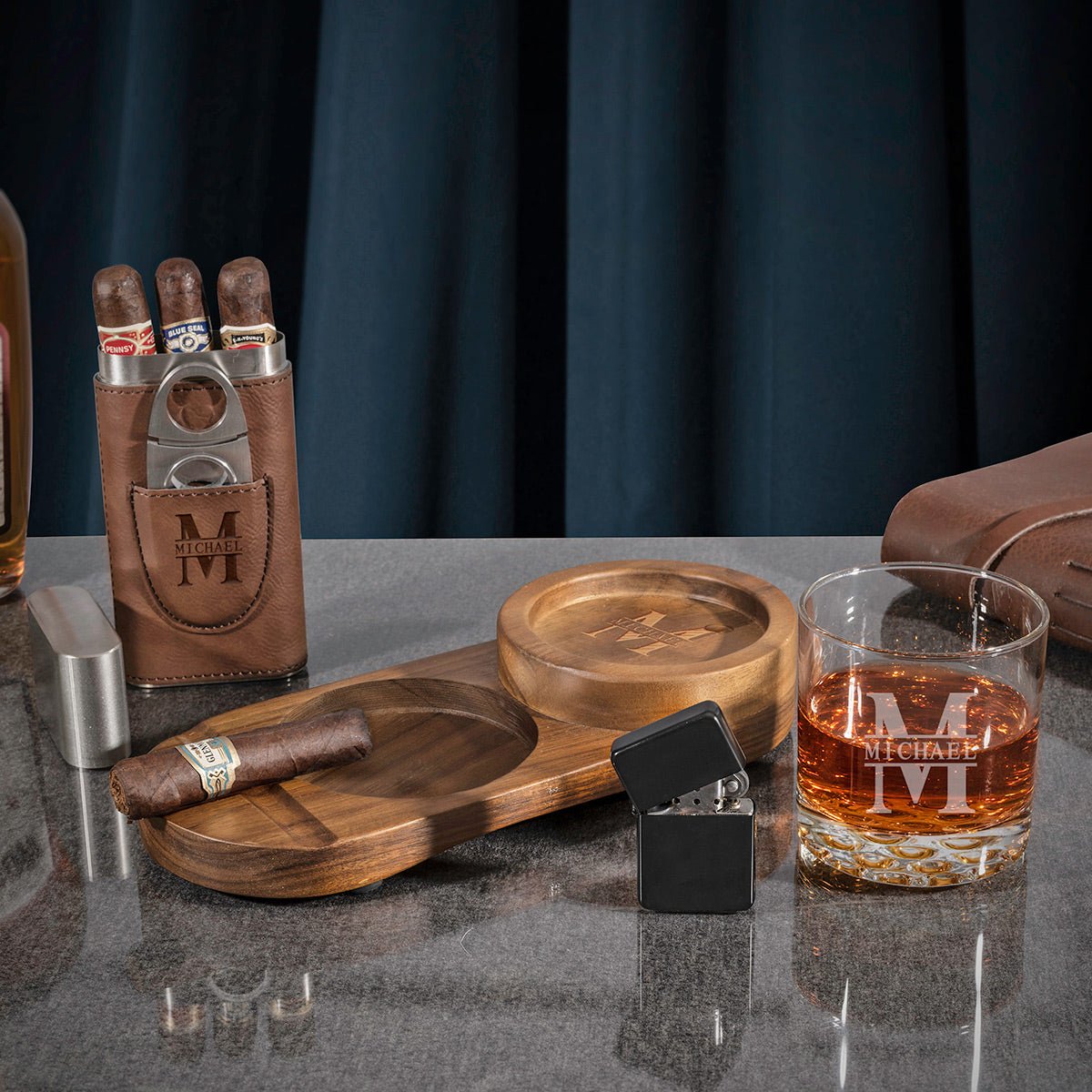 Engraved Wood Ashtray