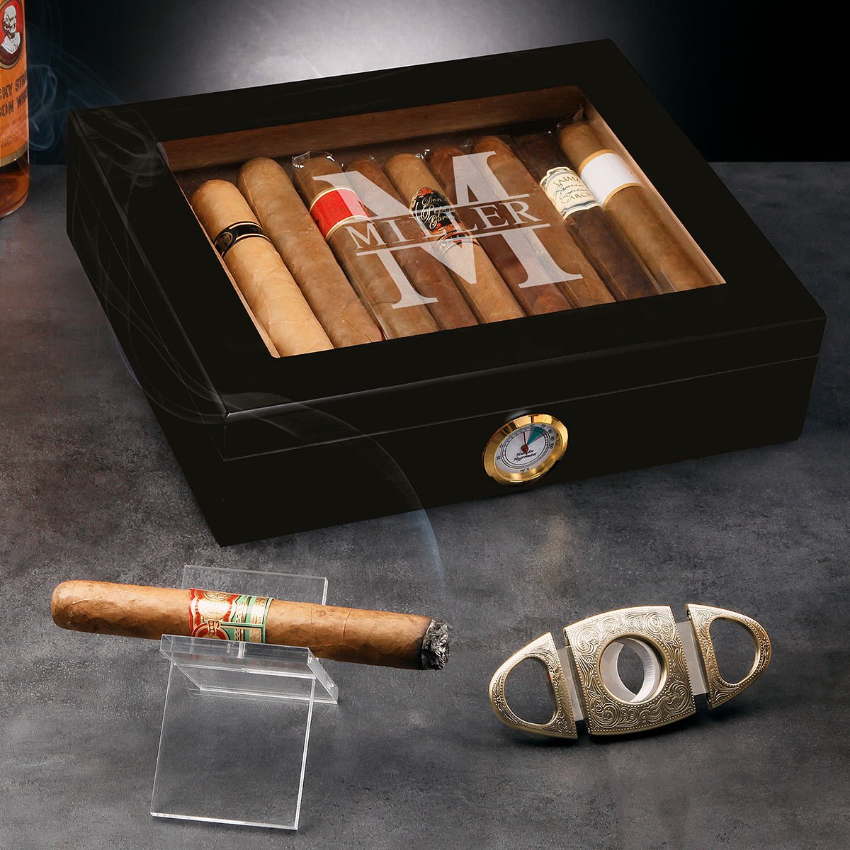 Esperanza Cigar Humidor Set, Gifts for Cigar Lovers - Ebony Black