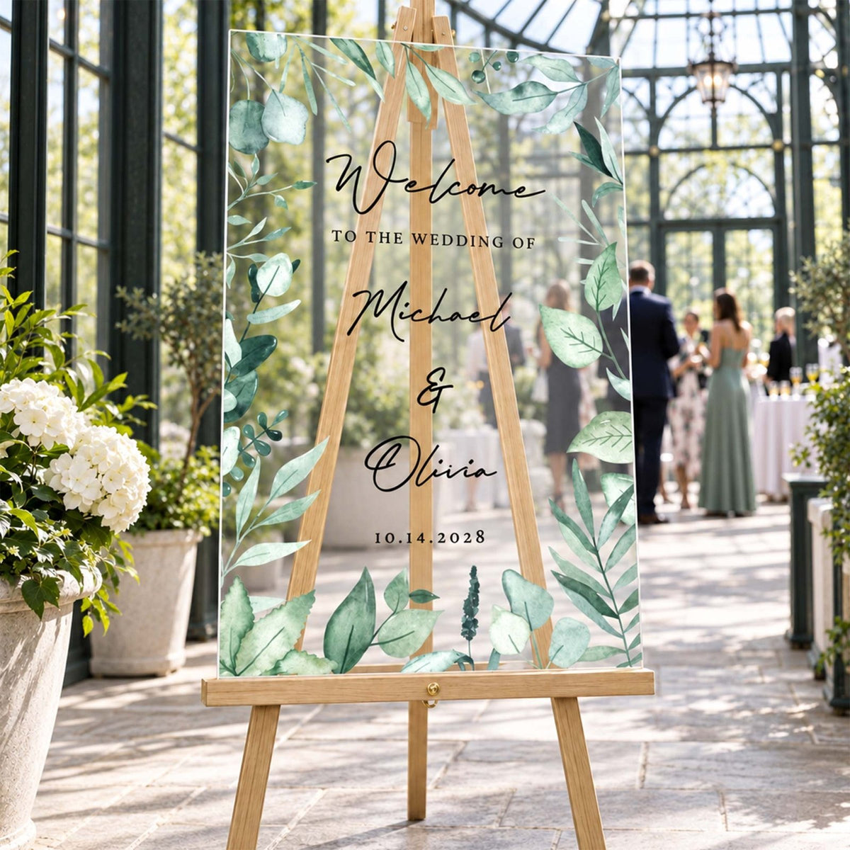 Evergreen Romance Personalized Wedding Welcome Sign