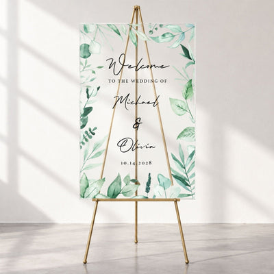 Evergreen Romance Personalized Wedding Welcome Sign
