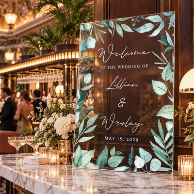 Evergreen Romance Personalized Wedding Welcome Sign