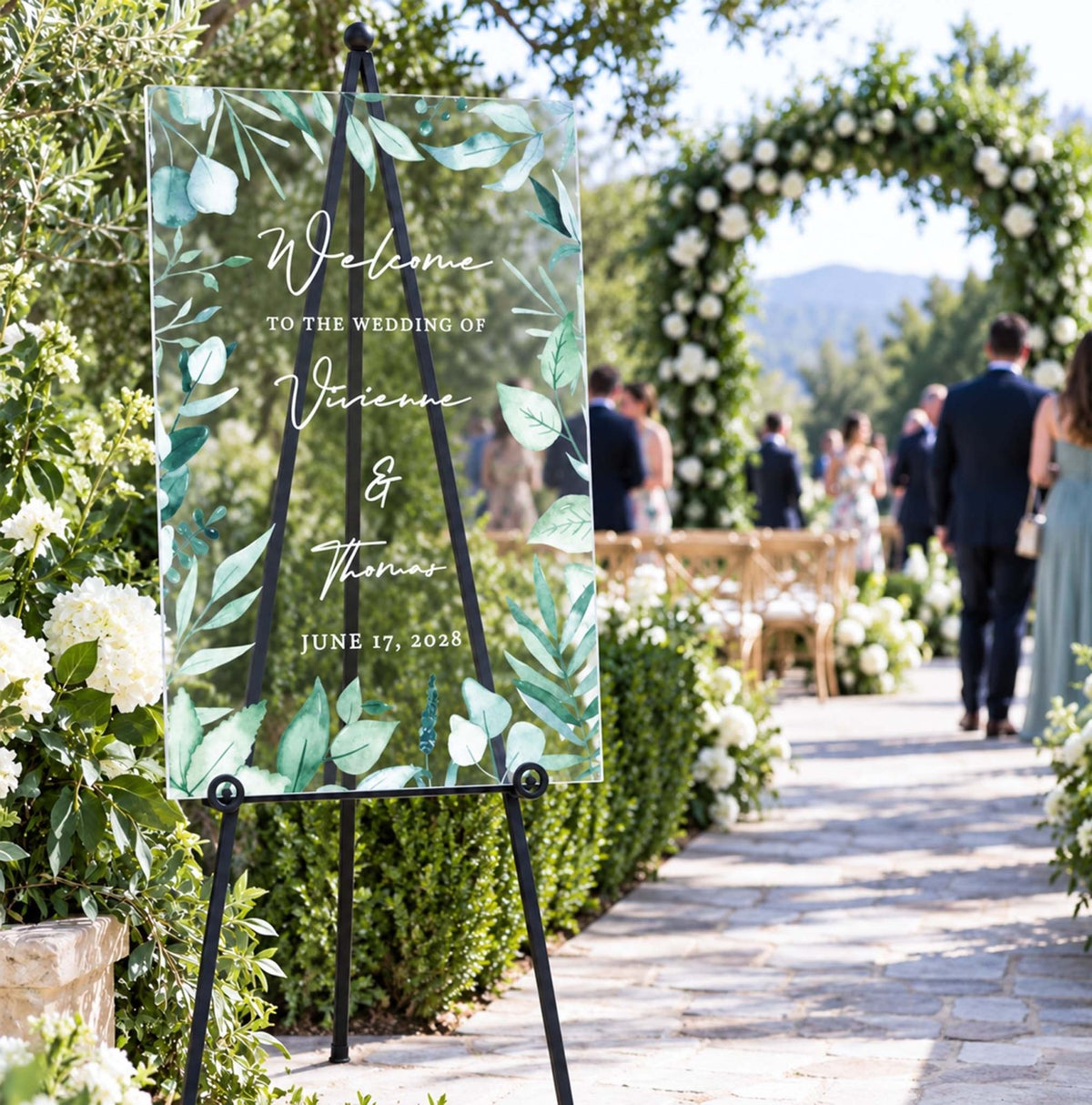 Evergreen Romance Personalized Wedding Welcome Sign
