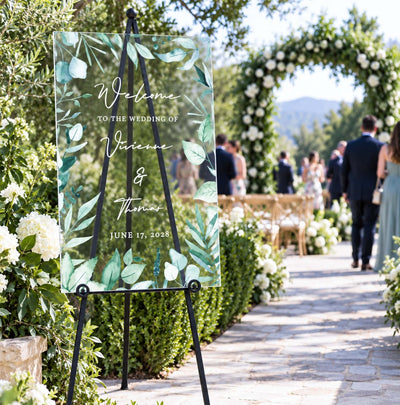 Evergreen Romance Personalized Wedding Welcome Sign
