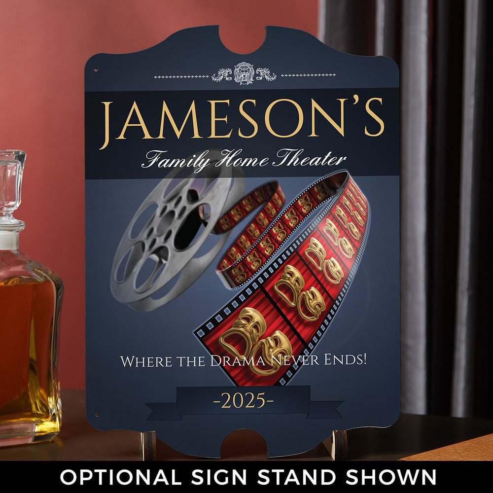 Family Movie Time Custom Home Theater Room Decor - Wooden Sign