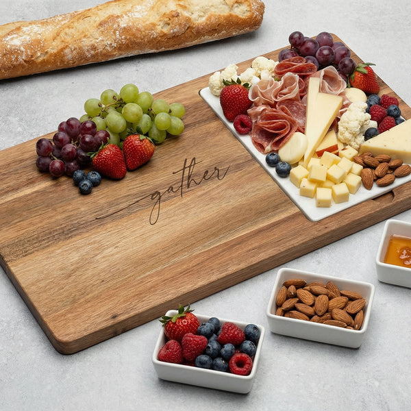 Fete Charcuterie Serving Board Including Ceramic Serving Bowls