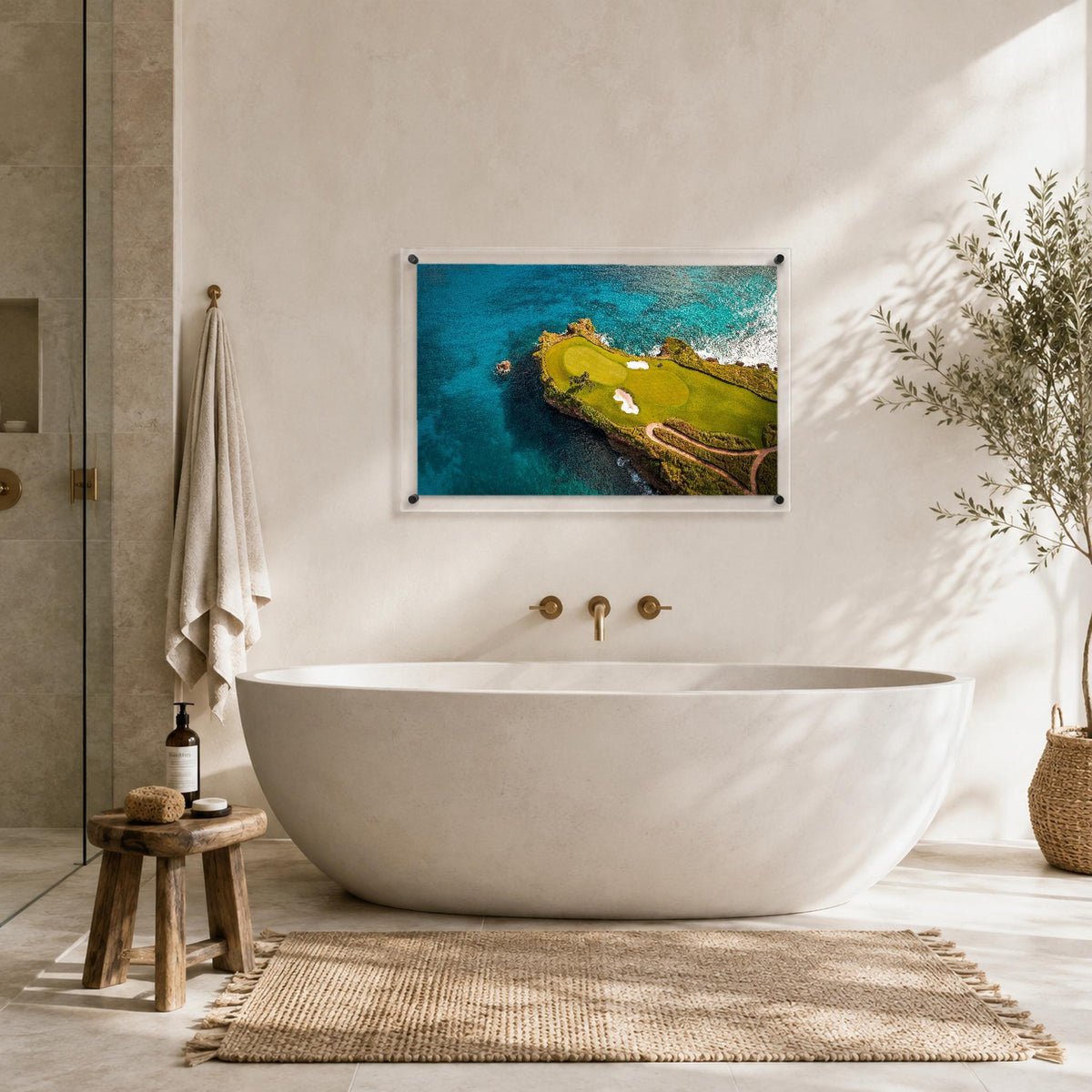 The Floating Fairway golf wall art with dramatic coastal landscape