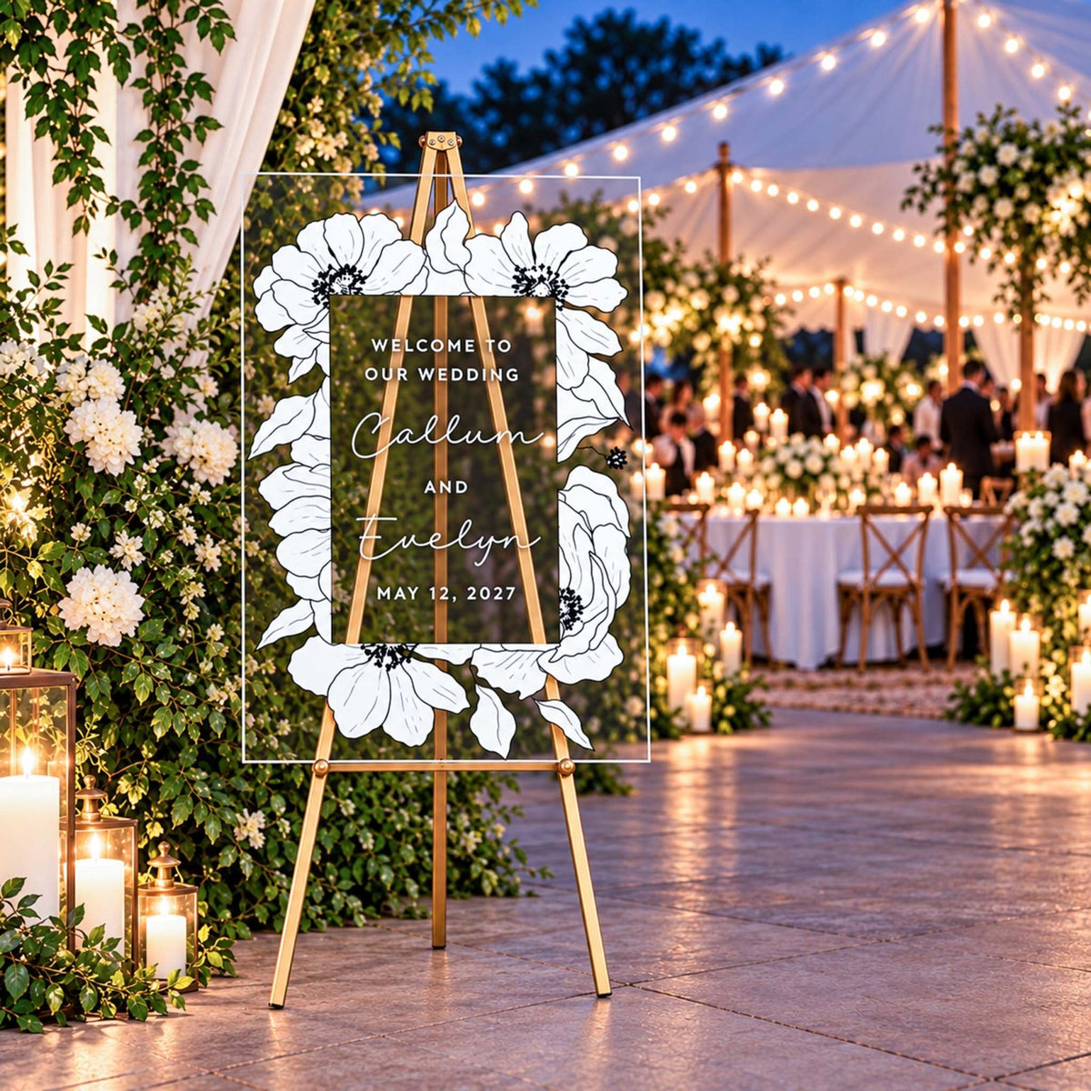 Forever in Full Bloom Personalized Wedding Welcome Sign