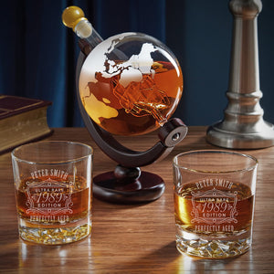 Globe Decanter + Two Glasses