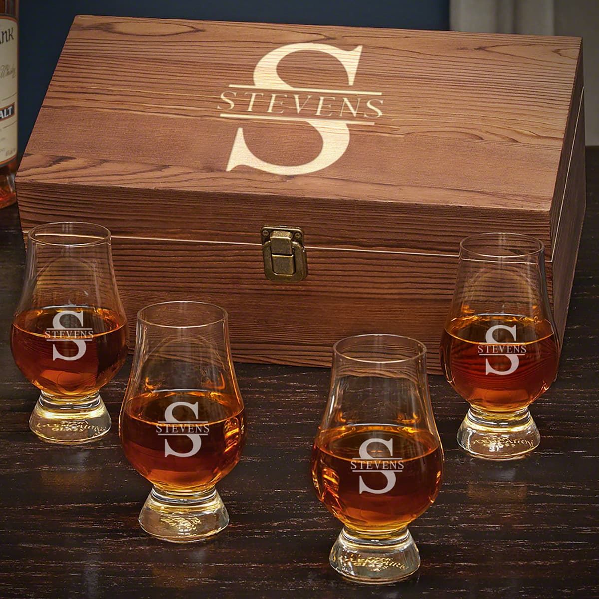Glencairn Whiskey Glasses with Lids Set of 4 Personalized
