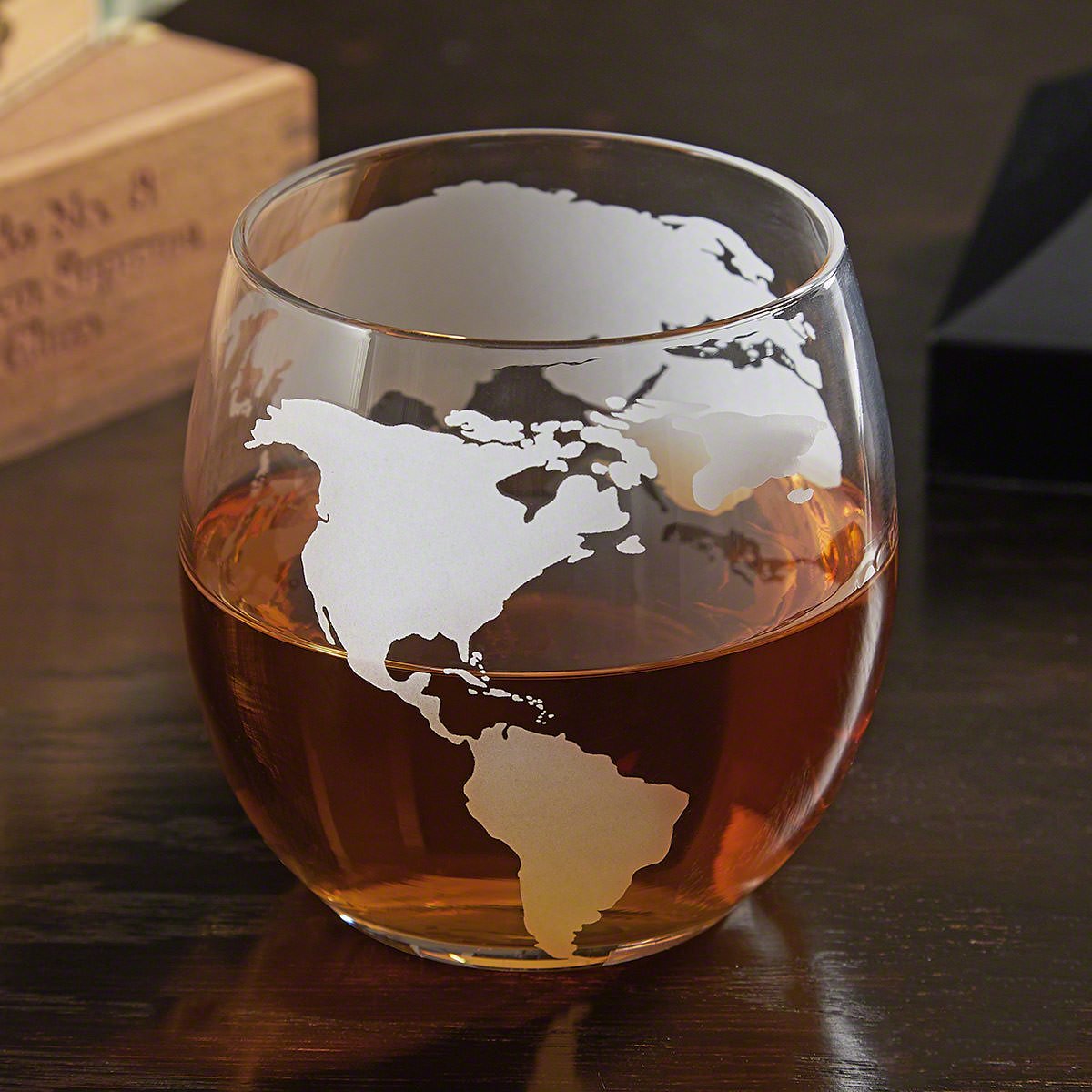 Globe Decanter Set with 4 Whiskey Glasses and Stones - 6pc Set