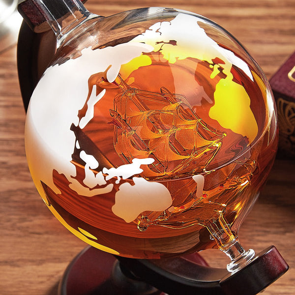 Globe Whiskey Decanter with Ship