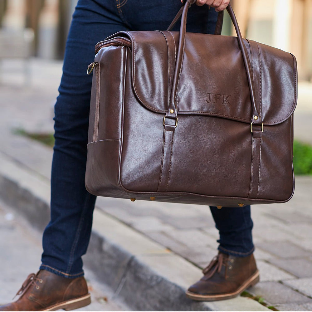 6 bottle leather weekender wine bag