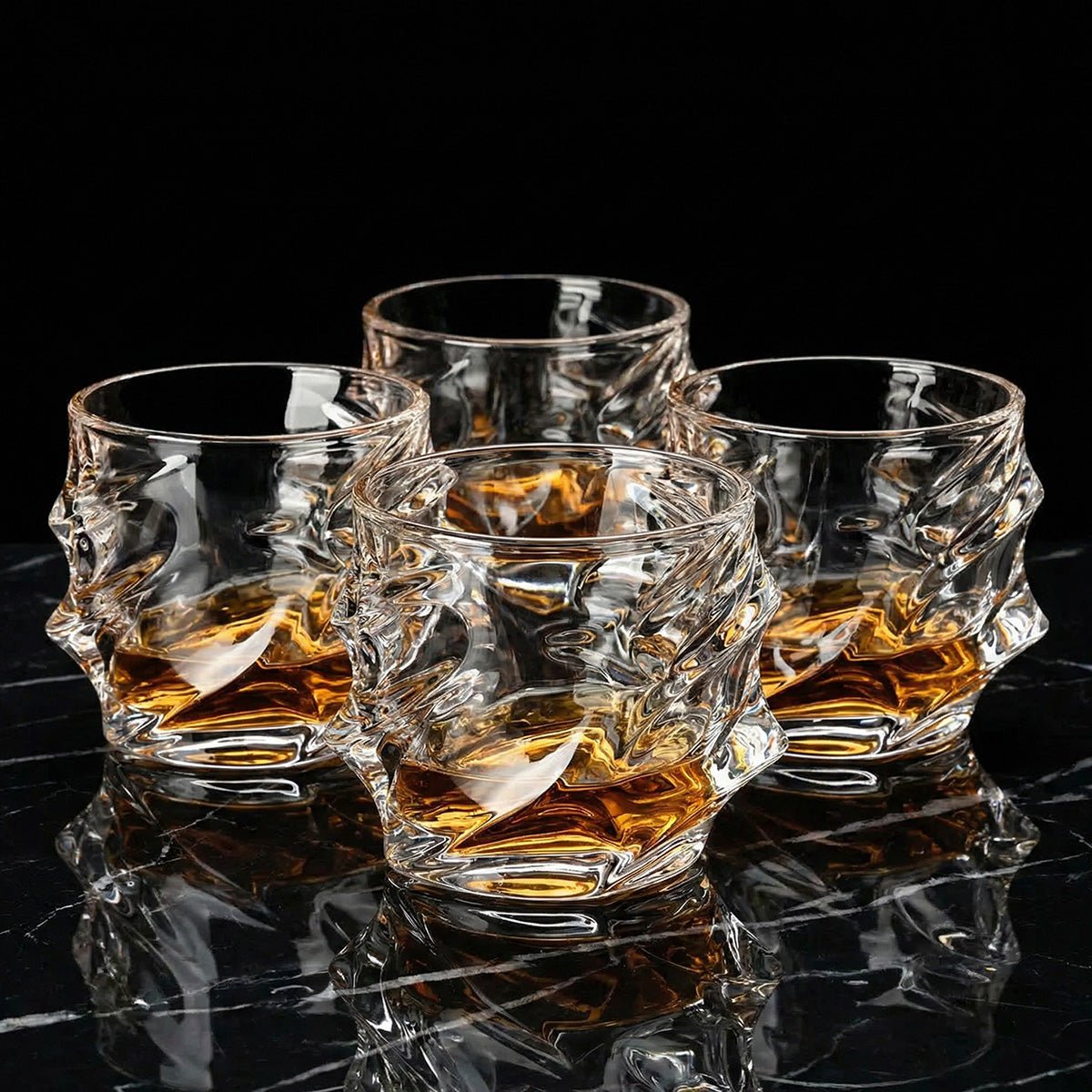 Handmade Crystal Clear Whiskey Glasses, Set of 4