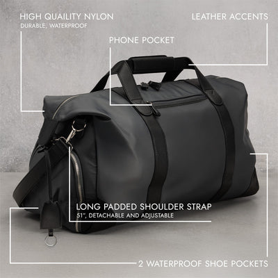 Harrison Weekender Travel Duffel Bag w Shoe Compartment 19"