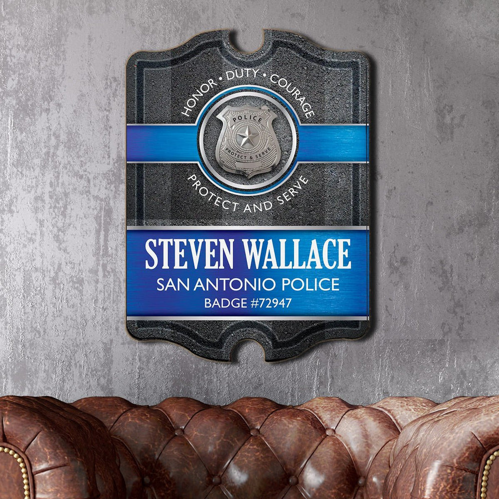 Honor & Duty Thin Blue Line Custom Police Sign - Wall Art Decor