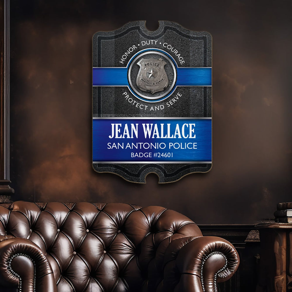 Honor & Duty Thin Blue Line Custom Police Sign - Wall Art Decor