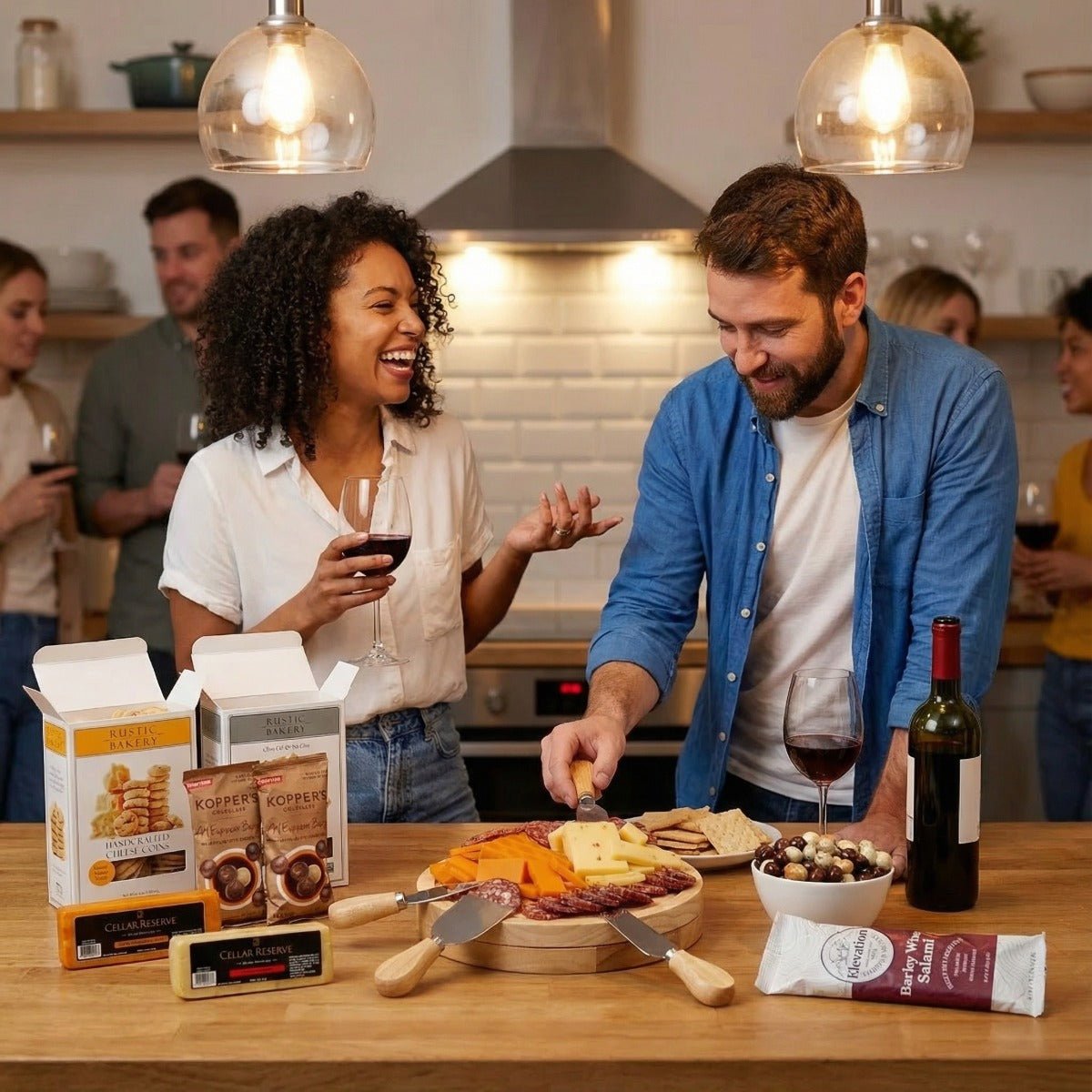 Huntington Charcuterie Gift Basket with Personalized Charcuterie Board