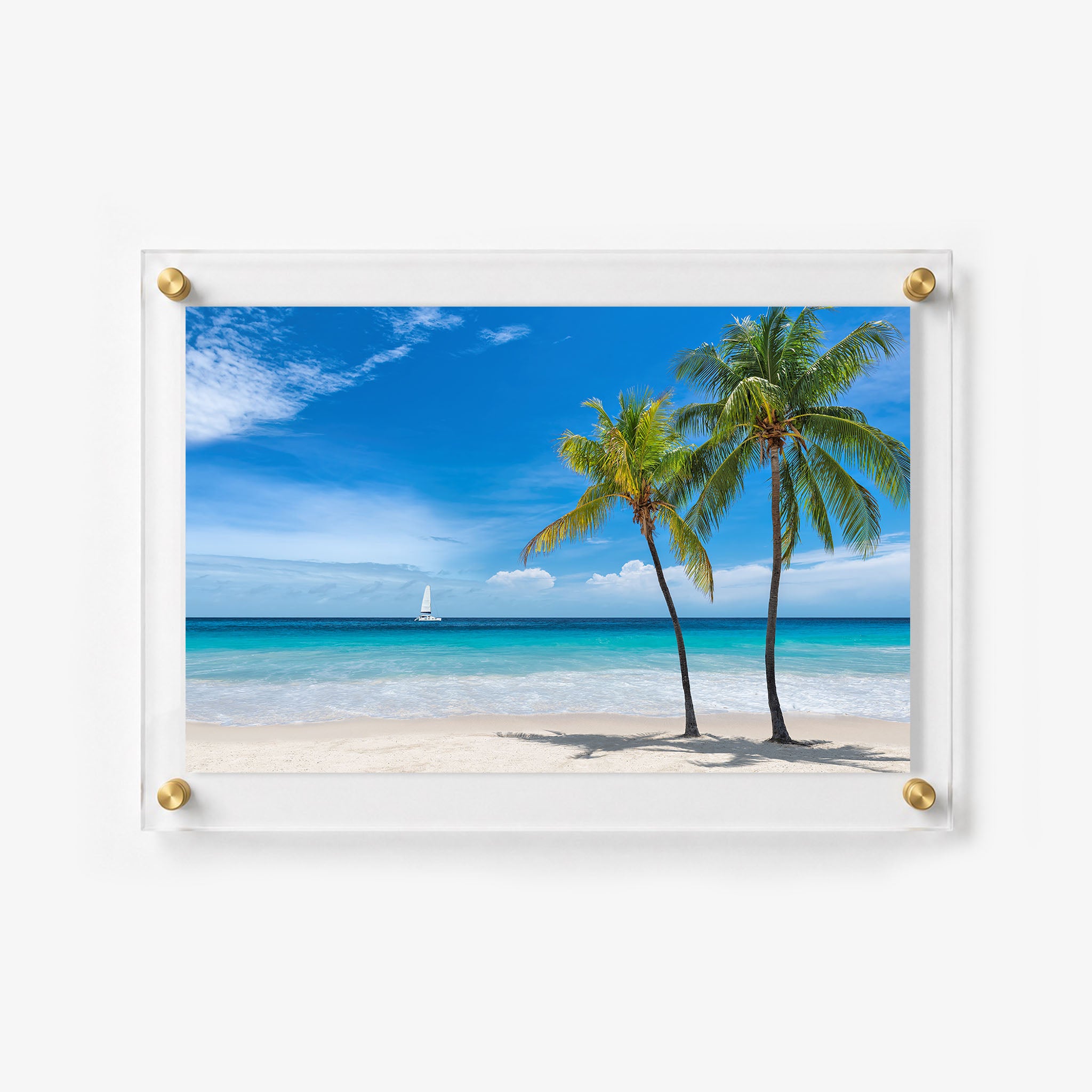 Island wall art featuring a peaceful shoreline and turquoise ocean