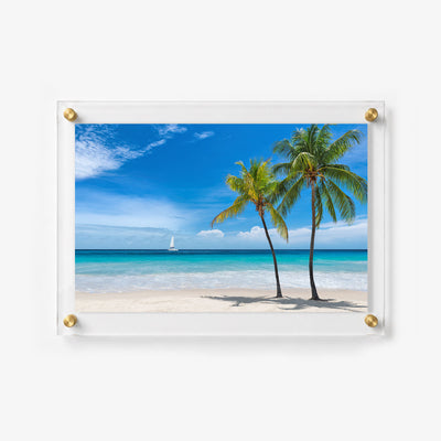 Island wall art featuring a peaceful shoreline and turquoise ocean