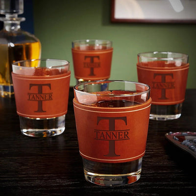 Leather Wrapped Whiskey Glasses