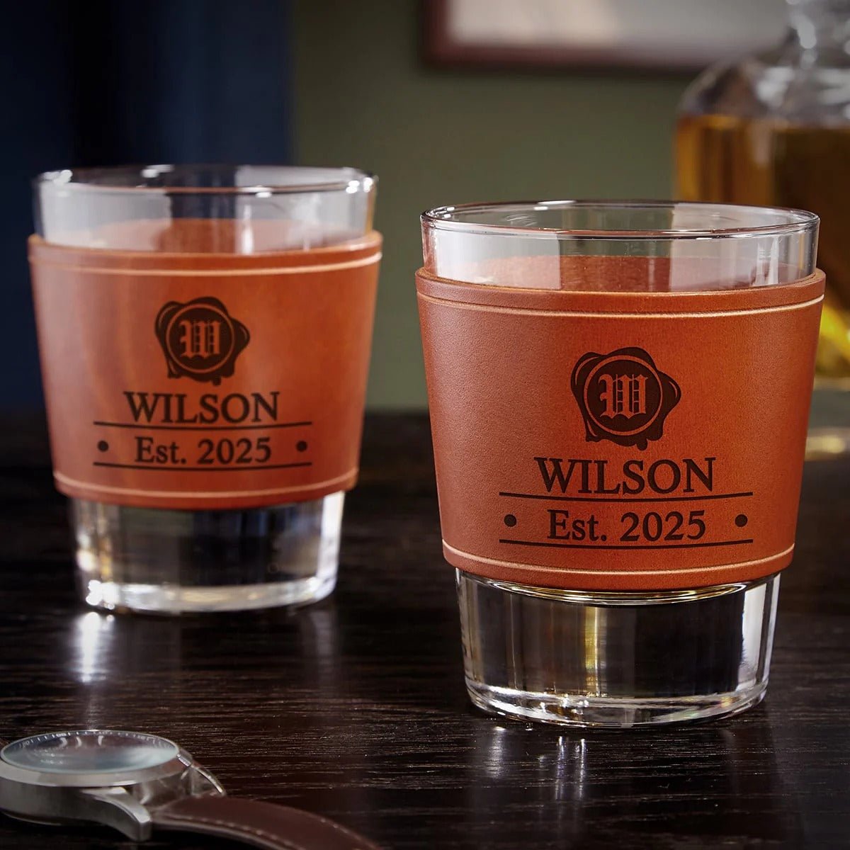 Leather Wrapped Whiskey Glasses
