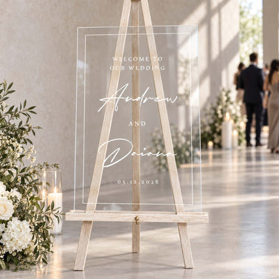 Modern Love Story Personalized Wedding Welcome Sign