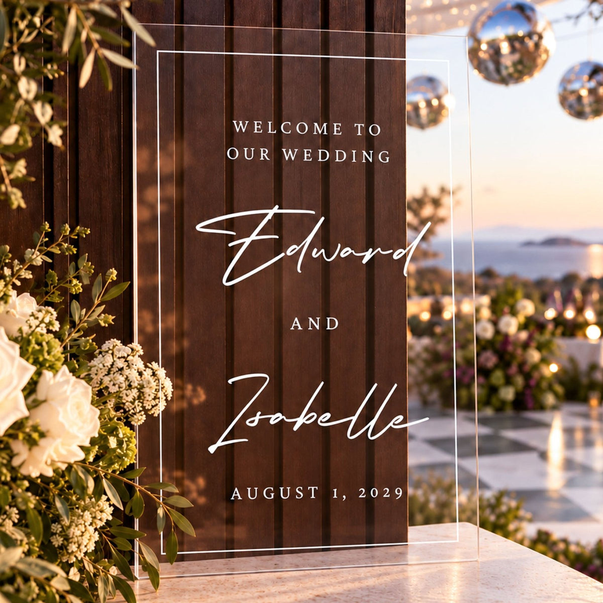Modern Love Story Personalized Wedding Welcome Sign
