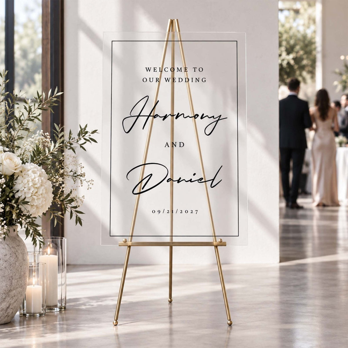 Modern Love Story Personalized Wedding Welcome Sign