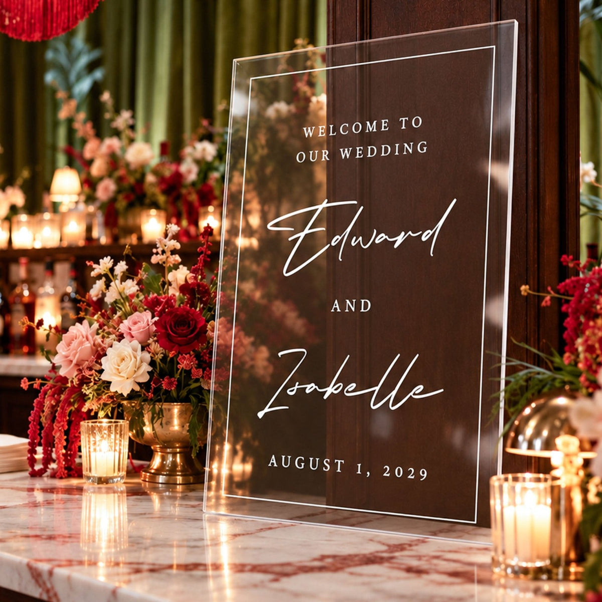 Modern Love Story Personalized Wedding Welcome Sign