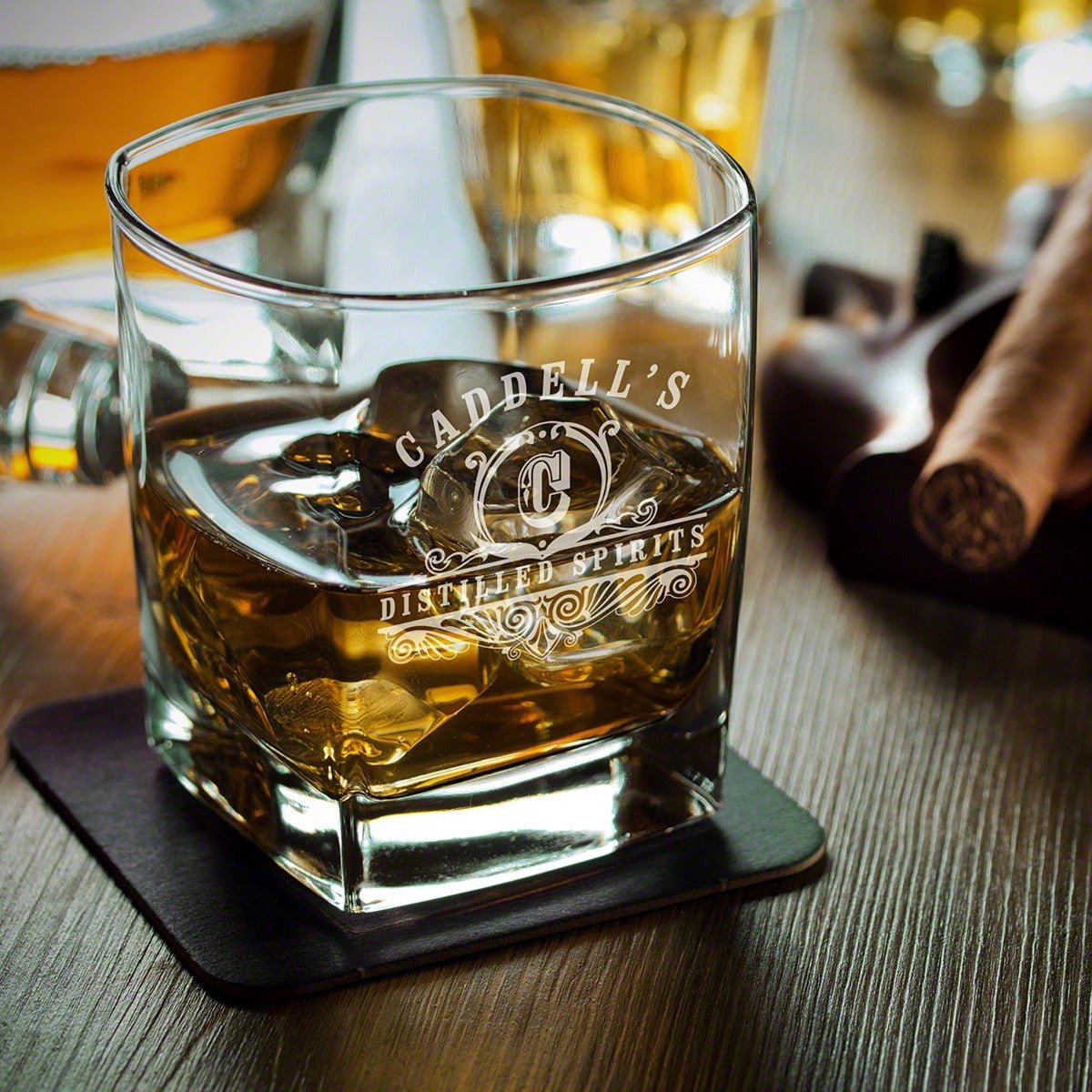 Monogram Whiskey Decanter and Glasses Set