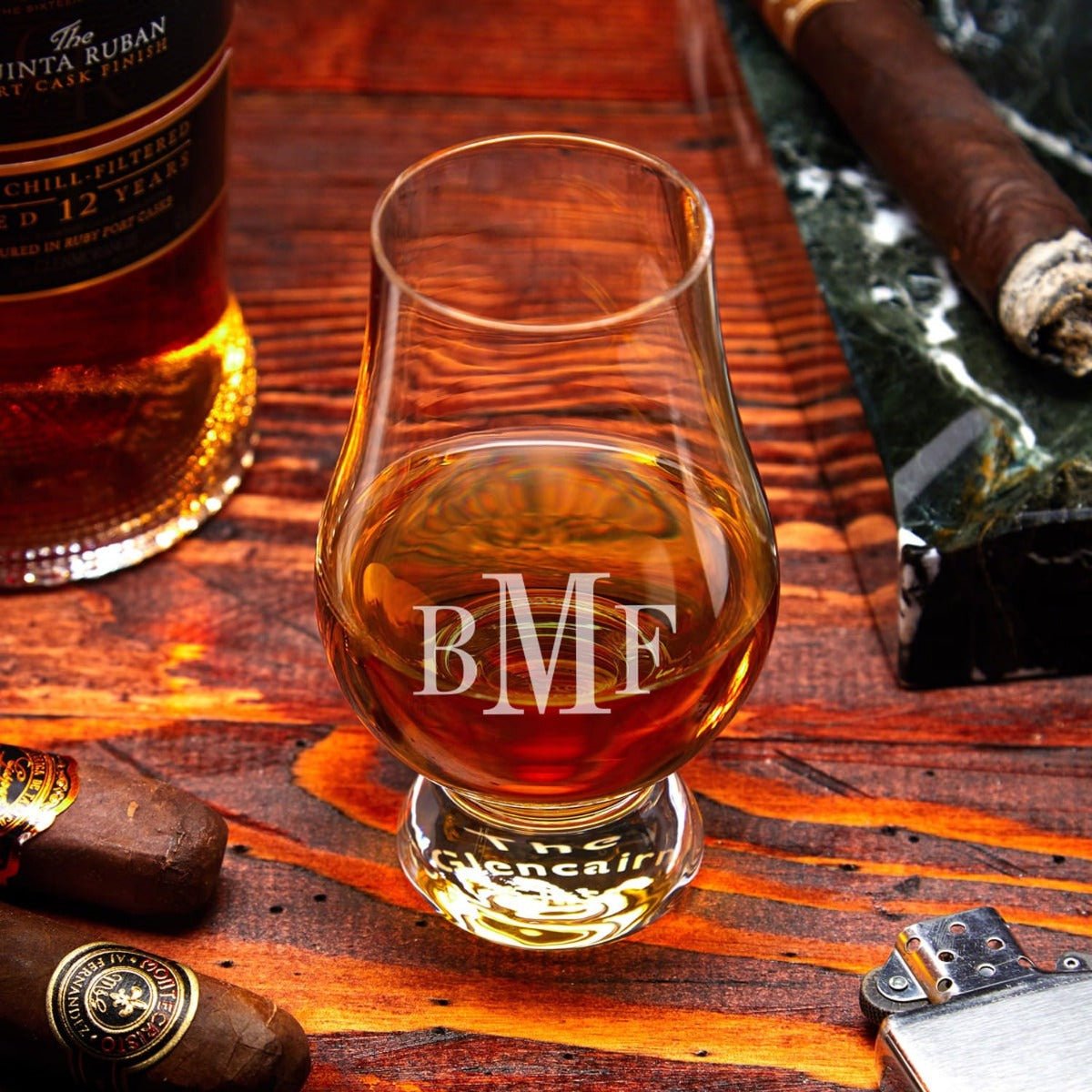 Monogrammed Glencairn Glasses with Lids