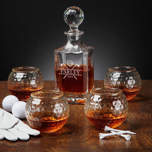 Decanter + Four Golf Glasses