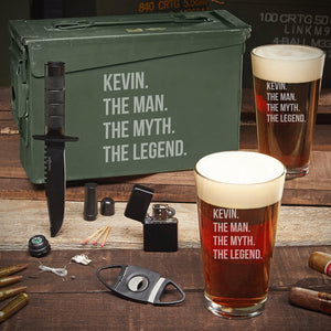The Man Ammo Can + Two Pints + Knife