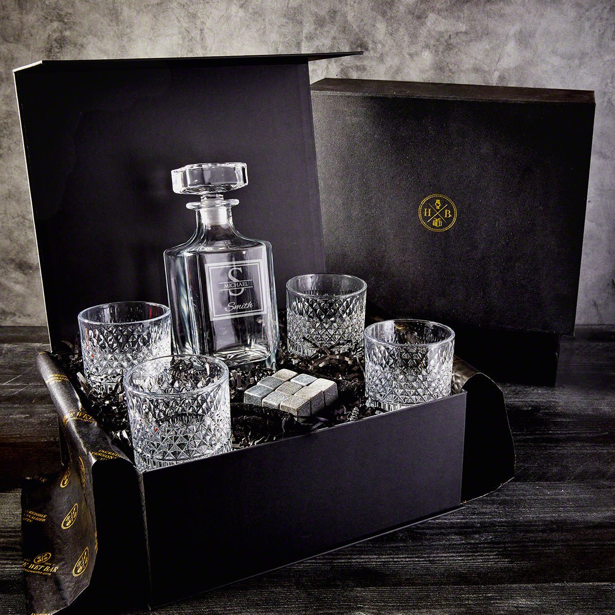 Personalized 7 pc Luxury Truman Whiskey Decanter Set