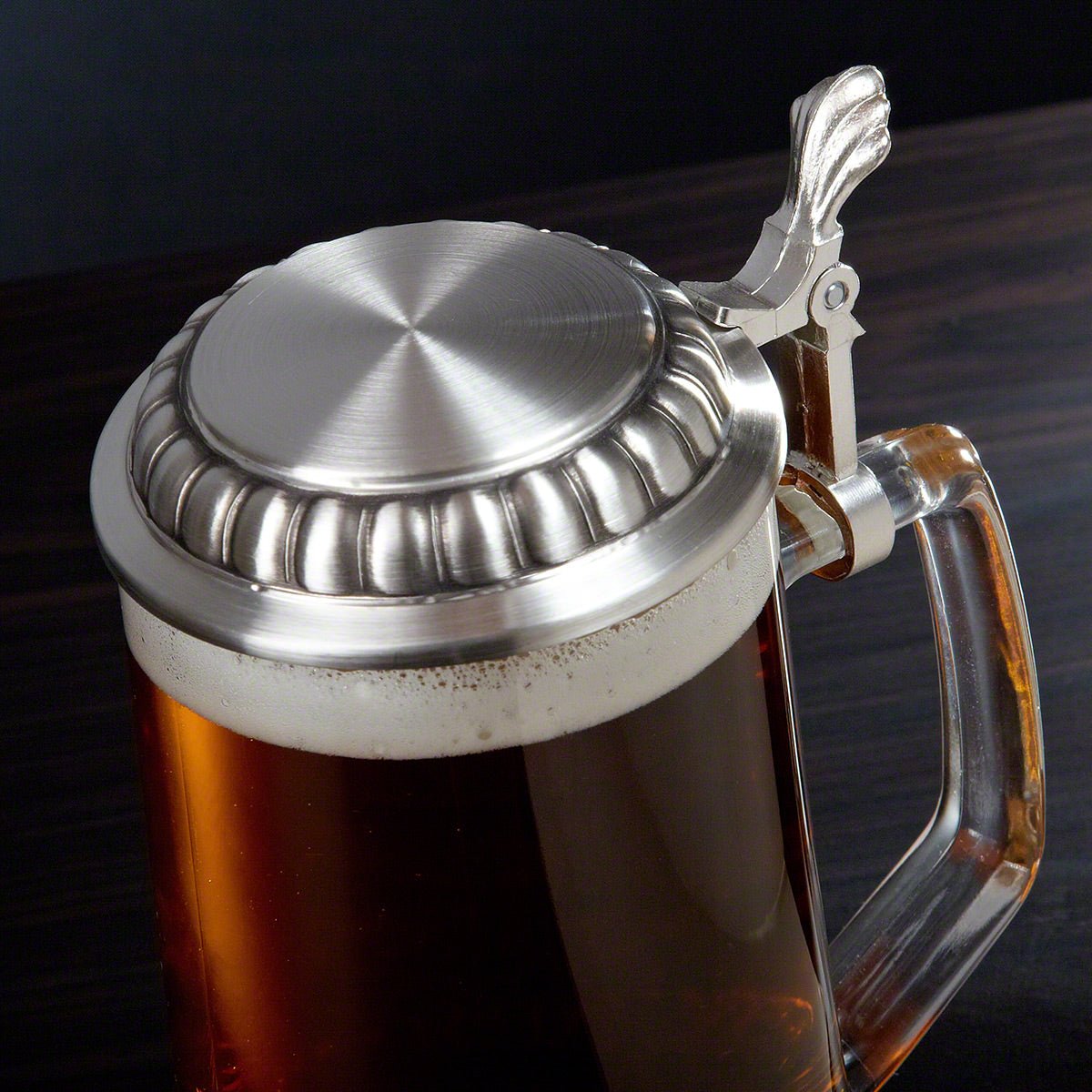 Personalized Beer Stein with Pewter Lid, Set of 2