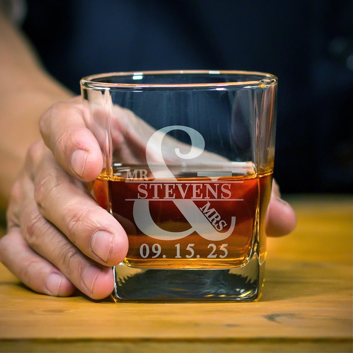 Personalized Decanter Set with Square Rocks Glasses - 6pc Box Set