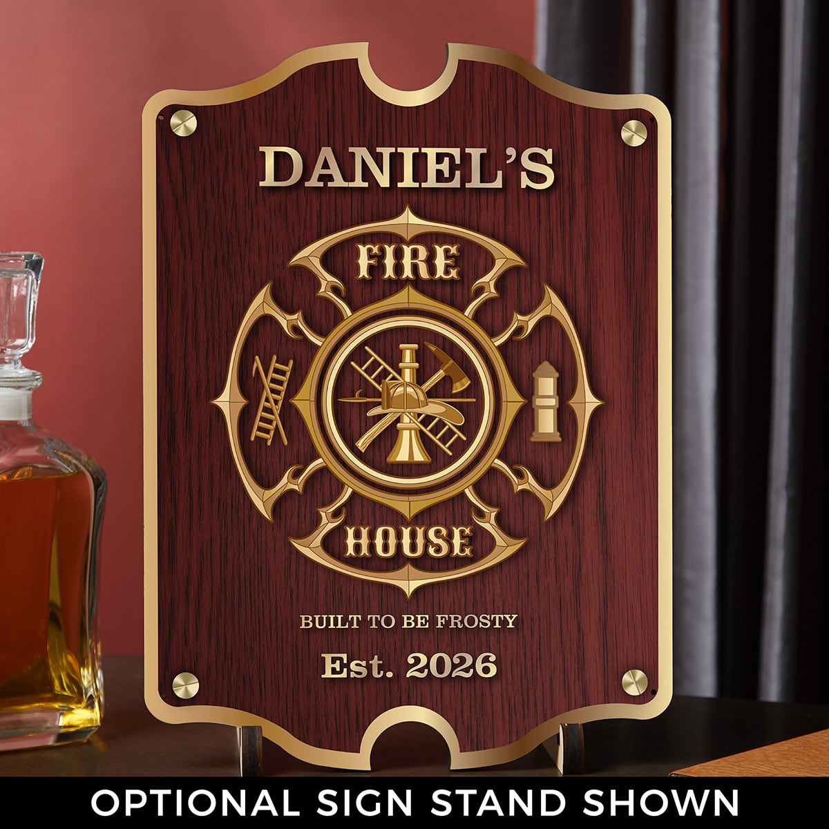Personalized Fire House Firefighter Bar Sign